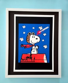 Death NYC Large Framed 16x20in Pop Art Graffiti COA SNOOPY AVIATOR HERMES #7