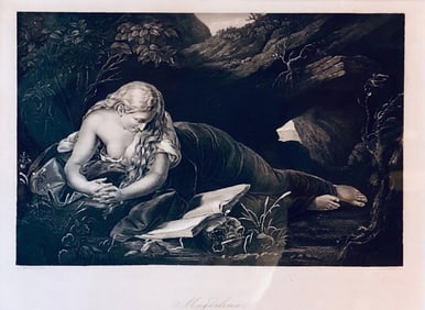 Diminutive Etching of Magdelena in a Gilt Frame Signed G. Batoni