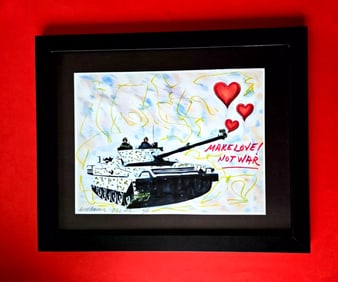 ALEXANDER DULAC MAKE LOVE, NOT WAR Hand Signed Authentic Art Ed. of 1/1 COA