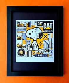 AIDAN FLUX | Hand Signed Print Framed LtdEd of 69 COA| SNOOPY LIKES CATERPILLAR