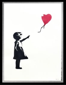 AFTER BANKSY "GIRL WITH BALLOON"- ORIGINAL Spray Painting- Signed- Fast Flat Ship- GREAT PIECE