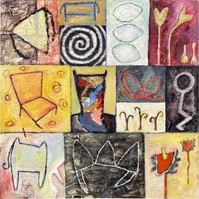 Barbara Fisher Oil on Canvas "ONE STEP, TWO STEP", FRAMED, 2000