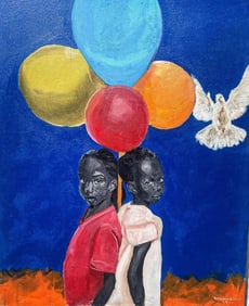 Discover 2 - 21st Century, Contemporary, Figurative, Children, Africa, Balloons, 2024