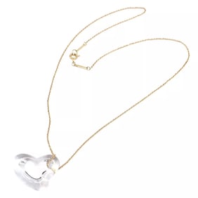 Tiffany & Co Peretti 18k Yellow Gold Large Open Heart Rock Crystal Necklace