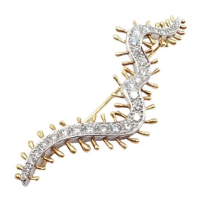 Vintage Tiffany & Co. Platinum 18k Yellow Gold Diamond Centipede Pin Brooch 1988