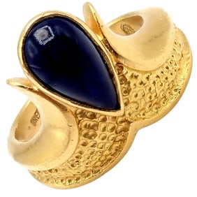 Authentic! Ilias Lalaounis Greece 18k Yellow Gold Onyx Ring