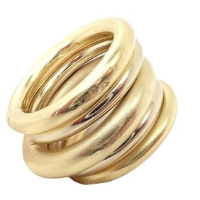 Authentic! Pomellato 18k Yellow White Gold 5 Row Interlocking Tubolare Band Ring