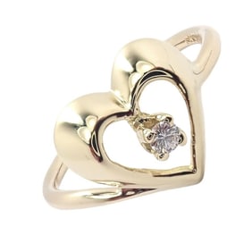 Authentic! Vintage Tiffany & Co 18k Yellow Gold Diamond Heart Ring