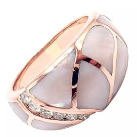 Vintage Estate 14k Rose Gold Diamond Mother of Pearl Ring sz 7.5