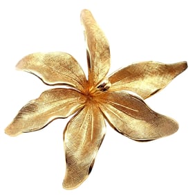 Authentic! Vintage Tiffany & Co 14k Yellow Gold Germany Large Flower Pin Brooch