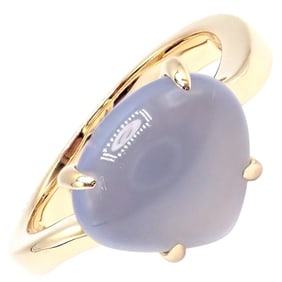 Authentic! Bulgari 18k Yellow Gold Mediterranean Eden Chalcedony Ring Size 5.75