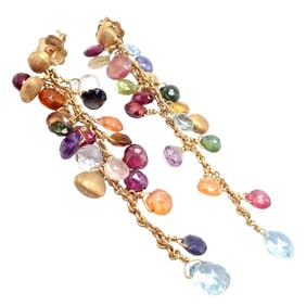 Authentic! Marco Bicego 18k Yellow Gold Paradise Multicolor Gems Earrings