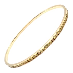 Authentic! Jacob & Co 18k Yellow Gold Full 3.5ctw Diamond Bangle Bracelet