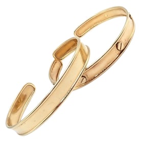 Vintage Estate 14k Yellow Gold Cuff Bracelet Pair Stacking Set