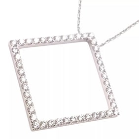 Authentic! Tiffany & Co 18k White Gold Diamond Square Necklace Belgium