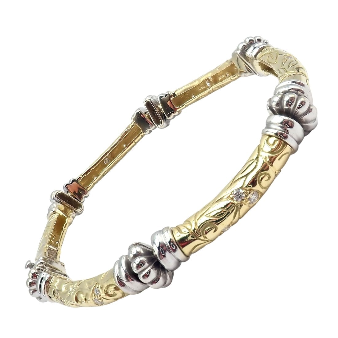 Vintage SeidenGang 18k Yellow + White Gold Diamond Laurel Collection Bracelet (1 of 11)