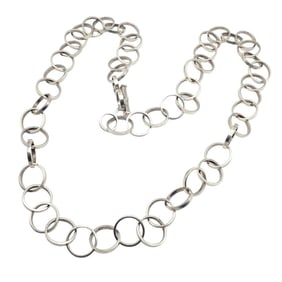 Rare! Tiffany & Co Picasso Sterling Silver Circle Link Long 34" Circle Necklace
