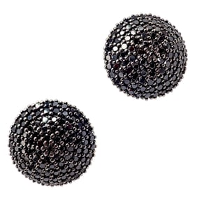 Authentic! Gurhan 24k Yellow Gold Hammered Lentil Black Diamond Large Earrings