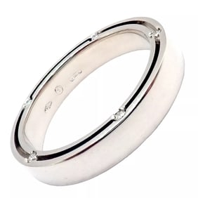 Authentic! Damiani 18k White Gold Diamond D Side 4mm Band Ring Sz 7.75