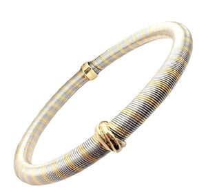 Authentic Vintage Cartier 18k Yellow Gold + Steel Bangle Trinity Bracelet