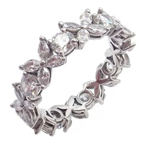 Tiffany & Co Platinum Alternating 1.93ct Diamond Victoria Band Ring sz 6