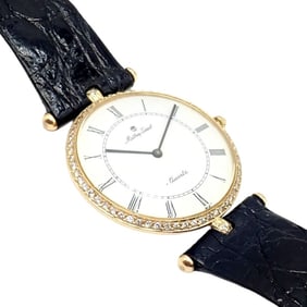 Authentic Mathey Tissot 14k Gold Diamond Movado Quartz Ladies Ultra Thin Watch