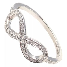 Tiffany & Co Platinum 0.12ct Diamond Infinity Stacking Ring sz 6.5