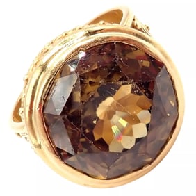 Vintage! Carolyn Tyler 22k Yellow Gold Seven Seas Large Citrine Ring