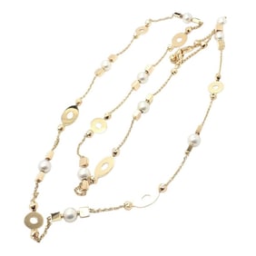 Authentic! Bulgari Bvlgari Lucea 18k Yellow Gold 34" 7mm Pearl Necklace