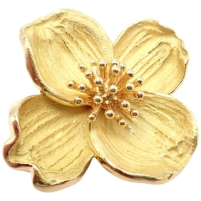 Authentic! Tiffany & Co. 18k Yellow Gold Dogwood Flower Pin Brooch