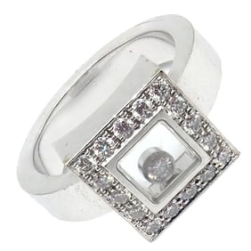 Authentic! Chopard 18k White Gold Diamond Happy Diamond Ring Sz 5.75