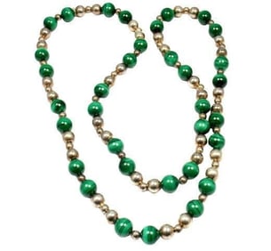 Rare Tiffany & Co. Sterling Silver Green Malachite Bead Necklace 30"