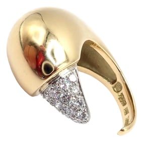 Authentic! Tiffany & Co. Elsa Peretti 18k Yellow Gold Diamond Bird Ring