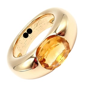 Authentic! Cartier 18k Yellow Gold Citrine Wide Large Ellipse Band Ring Size 5.5