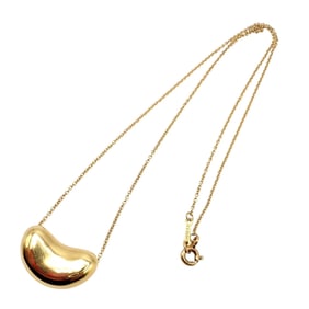 Authentic! Tiffany & Co Elsa Peretti 18k Yellow Gold Medium Bean Necklace