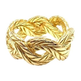 Rare Vintage Buccellati 18k Yellow Gold Leaf Band Ring Size 4
