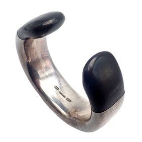 Vintage Tiffany & Co Sterling Silver Andreas Mikkelson Ebony Wood Cuff Bracelet