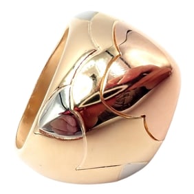 Authentic! Bvlgari Bulgari 18k Yellow White Rose Gold Tricolor Pyramid Ring sz 6