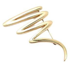 Rare Tiffany & Co 18k Yellow Gold Picasso Large Squiggle Zig Zag Pin Brooch 1983