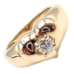 Rare! Authentic Van Cleef & Arpels 18k Yellow Gold Diamond Heart Ring