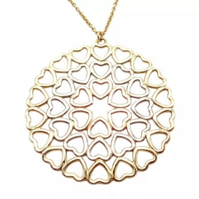 Tiffany & Co Picasso 18k Tri-Color Gold Large Crown of Hearts Pendant Necklace