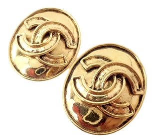Rare! Vintage Chanel Paris France Logo Earrings 1994 Spring Collection