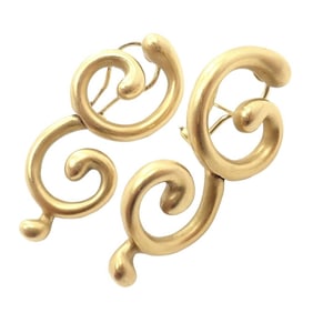 Rare! Authentic Vintage Angela Cummings 18k Yellow Gold Curl Earrings