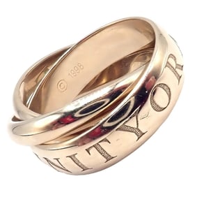 Authentic! Cartier Or Amour Et Trinity 18k White Gold Wide Band Ring 1998
