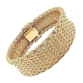 Authentic! Roberto Coin 18k Yellow Gold Large Basket Weave Bracelet