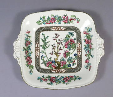 VINTAGE Coalport Indian Tree Cake SANDWICH Snack TRAY DISH Square White board: This is one exceptional Cake/Snack Tray/Plate that was made by Coalport, England in the famous Indian tree pattern. The pattern includes the crooked, coral-like branches of a leafy, flowering tree set
