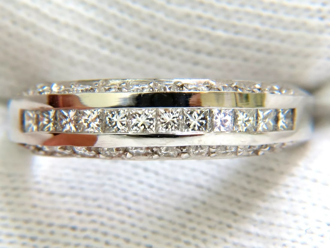 1.20CT PRINCESS & ROUND CUTS DIAMOND BAND RING 14KT G/VS + (1 of 11)