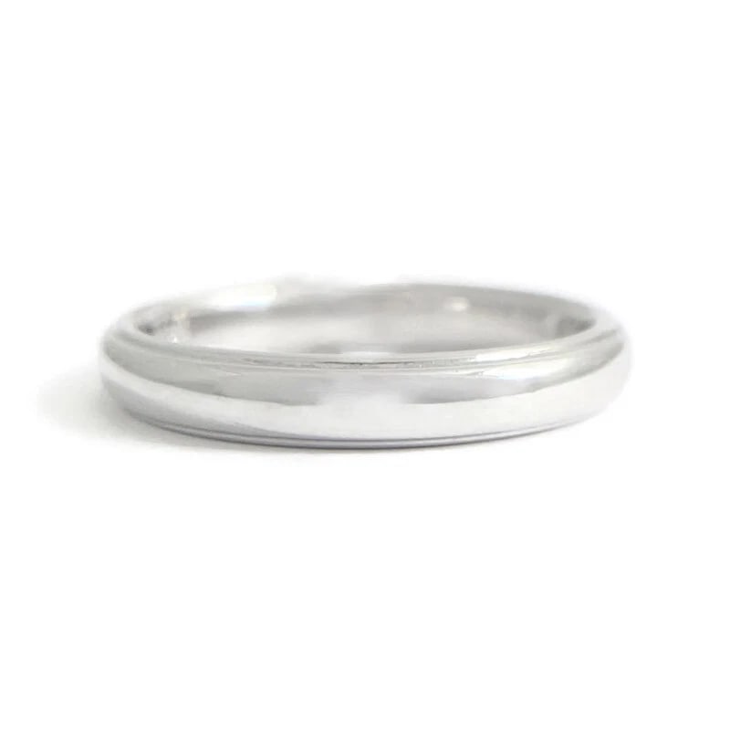 Men's Plain Beveled Edge Wedding Band Ring 14K White Gold, Size 8, 3.4 mm (1 of 7)