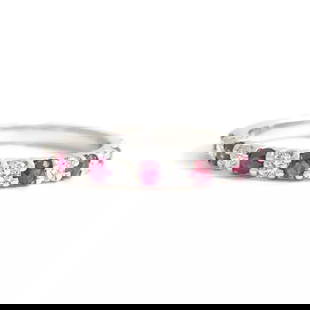 Ruby Diamond Ring Gemstone Wedding Band 14K White Gold, .49 CTW: Ruby Diamond Ring Gemstone Wedding Band 14K White Gold, .49 CTW This is a beautiful wedding band, anniversary ring or statement ring! Don't hesitate to ask any questions! Gemstones: 7 round rubies, .2