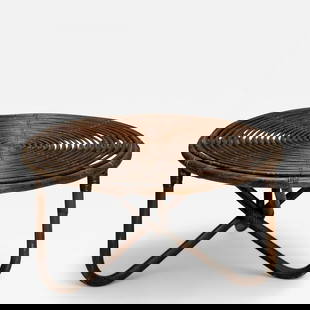 Tito Agnoli, Italian Mid-Century Modern, Small Coffee Table, Rattan, Bamboo: Title: Tito Agnoli, Italian Mid-Century Modern, Small Coffee Table, Rattan, Bamboo Description: Tito Agnoli Attr., Bonacina, Italian Mid-Century Modern, Small Coffee Table, Rattan, Bamboo This charmin
